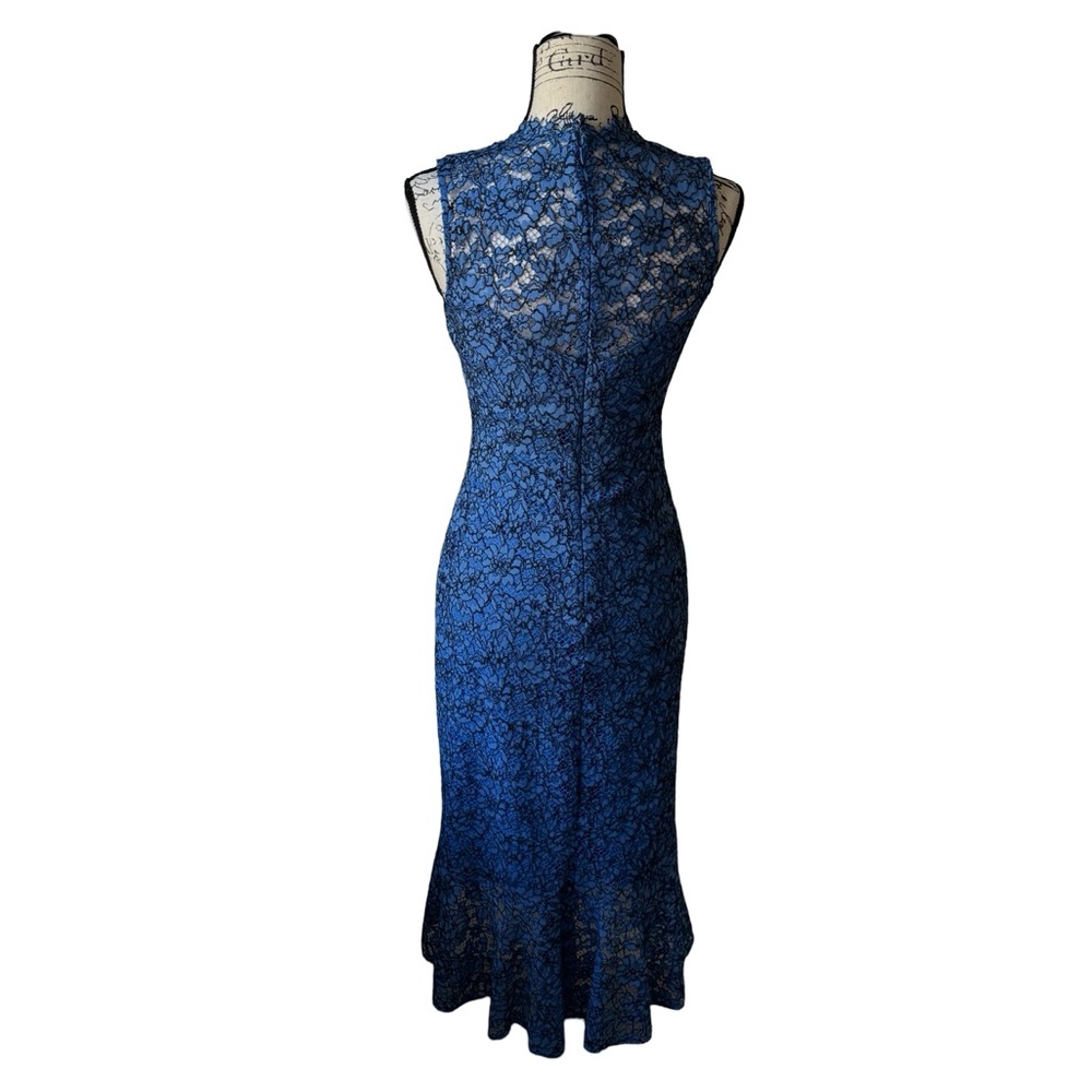 Shoshannah Calista Trumpet Rich Blue Lace Sheath Romantic Dress Size 4 - Picture 4 of 12